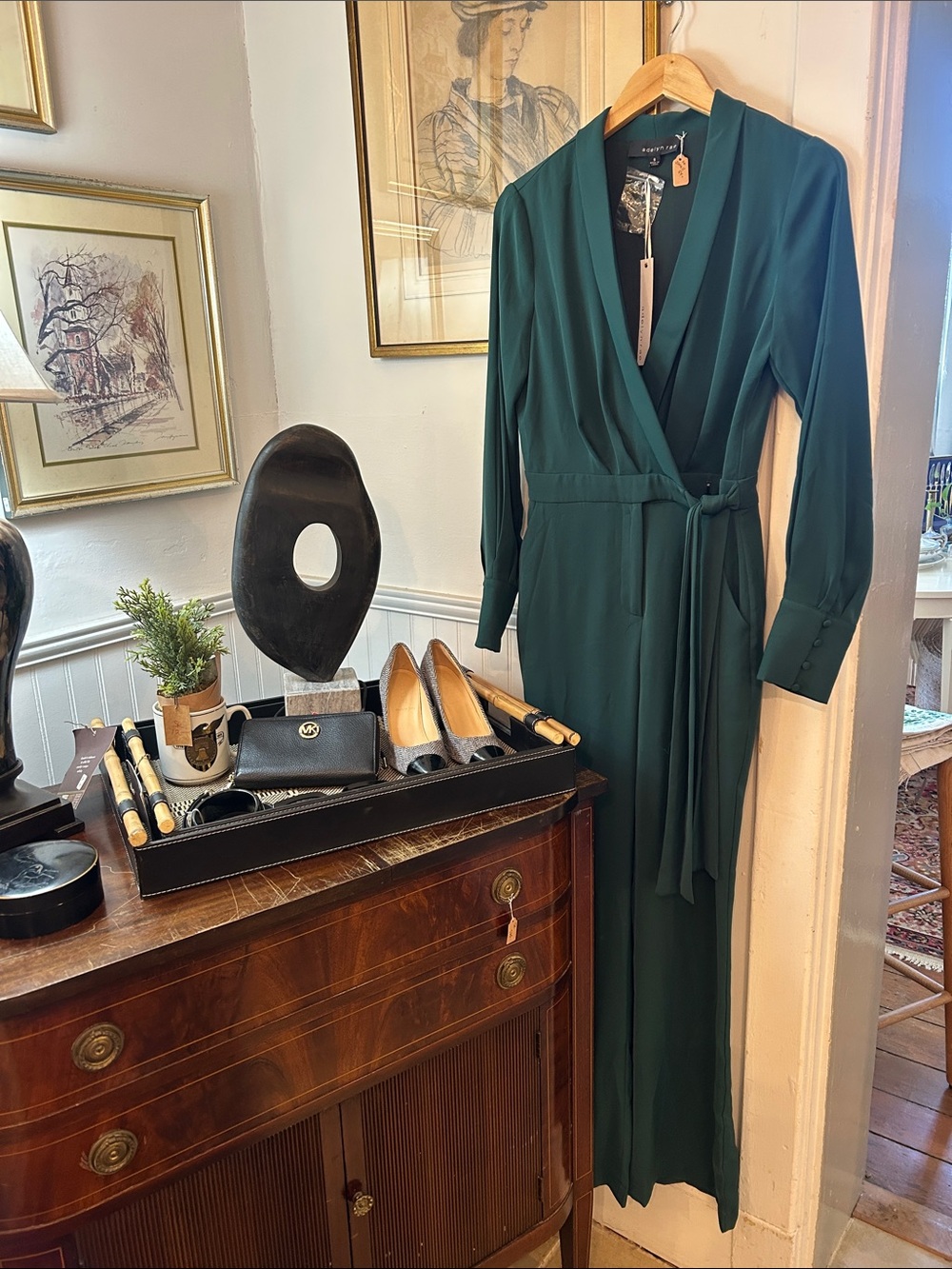 Adelyn Rae Deep Teal Wrap Jumpsuit